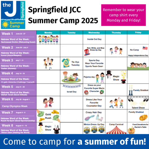 the summer camp schedule